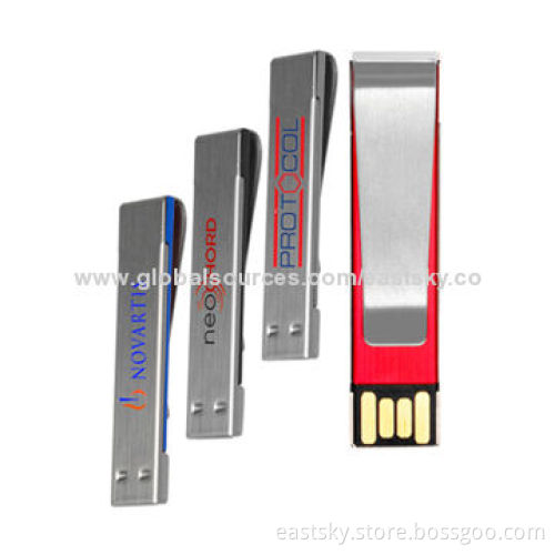 Promotional Paper Clip USB Drive, Stylish with Plug-and-play Function, 64MB to 3GB CapacityNew